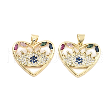 Brass Pave Cubic Zirconia Pendants KK-U009-04A-G-1