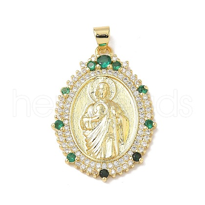Brass Micro Pave Cubic Zirconia Pendants KK-Q068-40D-G-1