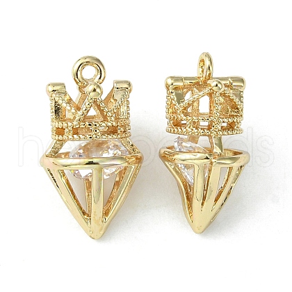 Brass Cubic Zirconia Pendants KK-G462-51KCG-1