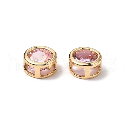 Brass Micro Pave Cubic Zirconia Beads KK-A259-12G-07-1