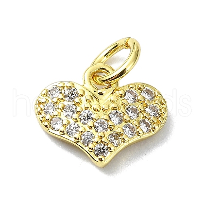 Heart Theme Brass Micro Pave Cubic Zirconia Charms KK-H475-56G-06-1