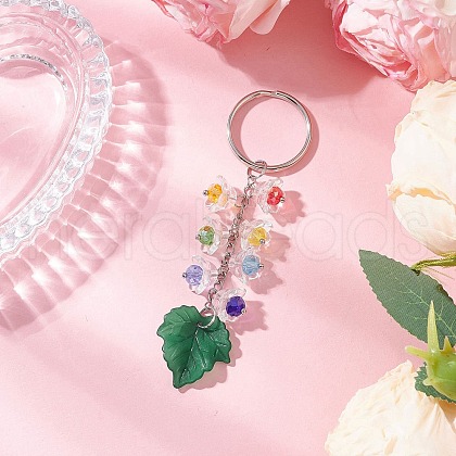 Glass Acrylic Maple Leaf Keychains KEYC-TA00037-1