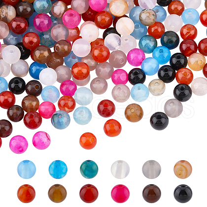  300Pcs 10 Colors Natural Agate Beads Strands G-NB0003-41-1