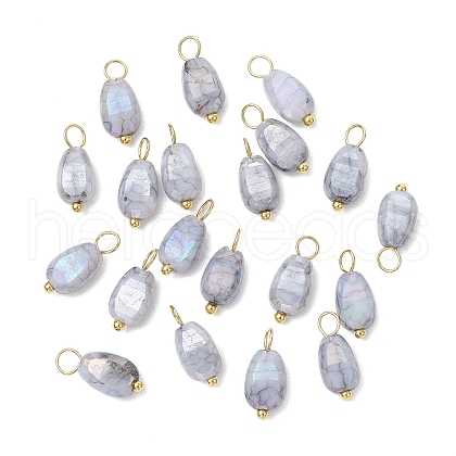 20Pcs Opaque Baking Painted Crackle Glass Charms PALLOY-JF03952-06-1
