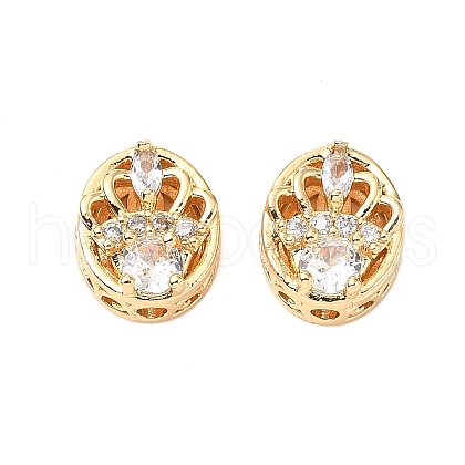Brass Micro Pave Cubic Zirconia Beads KK-A259-08G-1