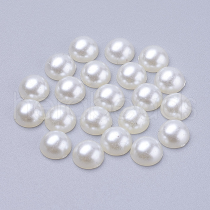 Half Round Domed Imitated Pearl Acrylic Cabochons OACR-H001-6-1