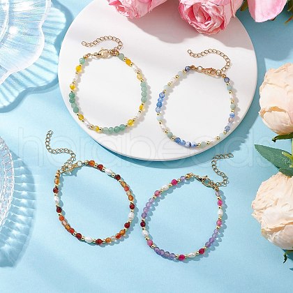 Natural Mixed Gemstone Beaded Bracelets BJEW-JB11763-1