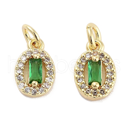 Brass Micro Pave Cubic Zirconia Charms KK-C051-04G-03-1