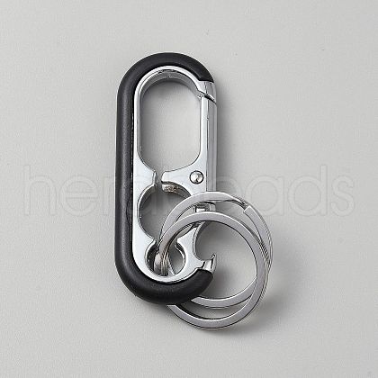 Oval Alloy Keychain Clasps with Double Rings FIND-YWC0011-02A-1