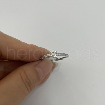 Brass Micro Pave Clear Cubic Zirconia Finger Rings FS-WGE303B-21-1
