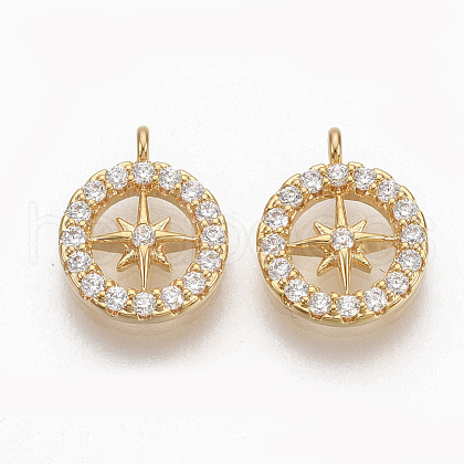 Brass Micro Pave Clear Cubic Zirconia Charms ZIRC-Q021-032G-NF-1