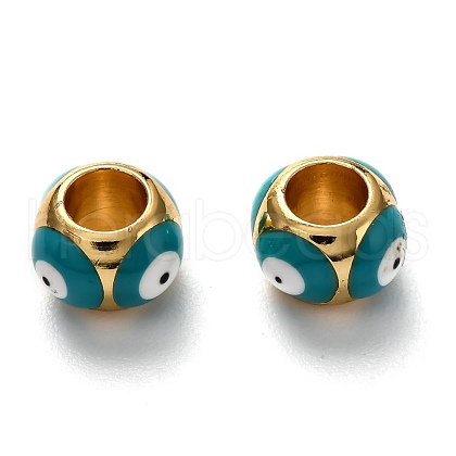 Brass European Enamel Beads KK-B028-25G-A-1