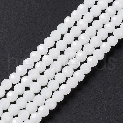 Faceted(32 Facets) Round Imitation Jade Glass Beads Strands X-EGLA-J042-4mm-30-1