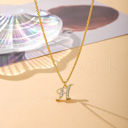 Fashionable Brass Micro Pave Clear Cubic Zirconia Initial Pendant Necklaces for Women FS-WG2FE2D-08-1