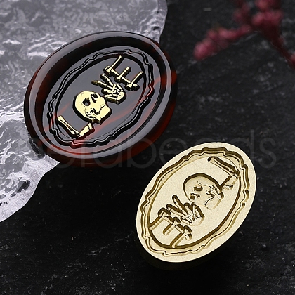 Halloween Theme Golden Tone Brass Wax Seal Stamp Head AJEW-O001-04G-1