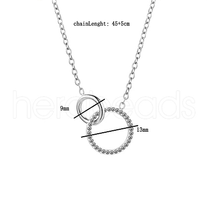 Stainless Steel Crystal Rhinestone Double Circle Pendant Necklaces XS3951-1-1