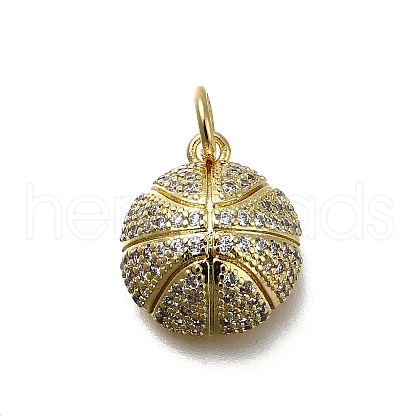 Brass Micro Pave Cubic Zirconia Charms KK-C090-11G-1