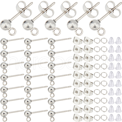 SOFPLATE 150Pcs 202 Stainless Steel Ball Stud Earring Findings STAS-SP0001-52B-P-1