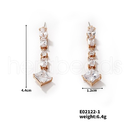Geometric Cube Stud Earrings with Full Rhinestone Design TL4869-2-1