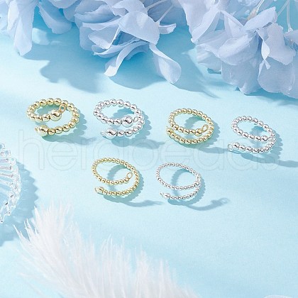 6Pcs 6 Styles Electroplate Non-magnetic Synthetic Hematite Bead Cuff Rings RJEW-JR00904-1