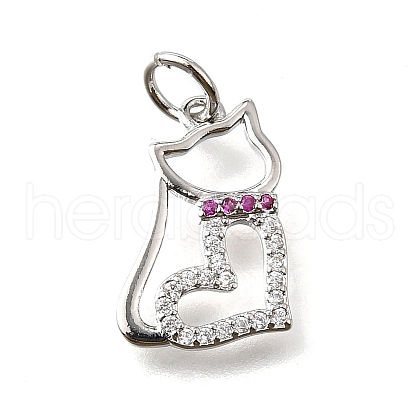 Brass Micro Pave Cubic Zirconia Pendants KK-V007-005P-01-1