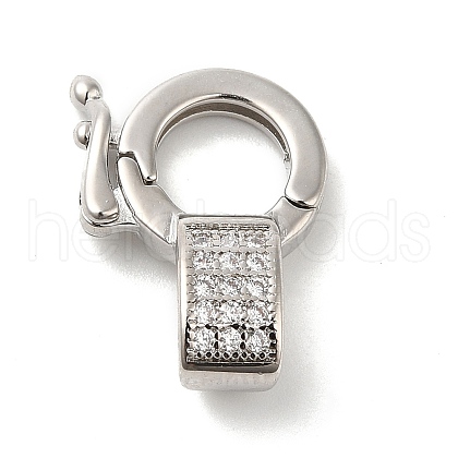 Brass Micro Pave Clear Cubic Zirconia Twister Clasps KK-Q772-15P-1