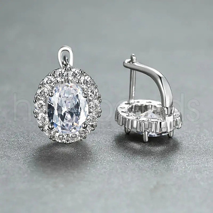 Brass Cubic Zirconia Hoop Earrings WGD6818-05-1