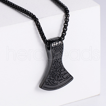 Stainless Steel Viking Axe Pendant Necklaces for Men XN5650-3-1
