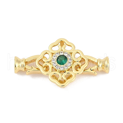 Brass Micro Pave Clear Cubic Zirconia Fold Over Clasps KK-M311-14G-1