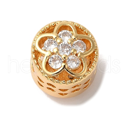 Flower Rack Plating Brass Micro Pave Cubic Zirconia European Beads KK-G511-04C-G-1