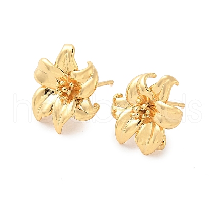 Brass Stud Earrings Finding KK-U069-01G-1