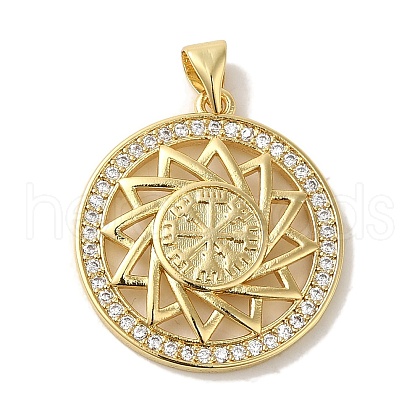 Rack Plating Brass Micro Pave Cubic Zirconia Pendants KK-P267-09G-1