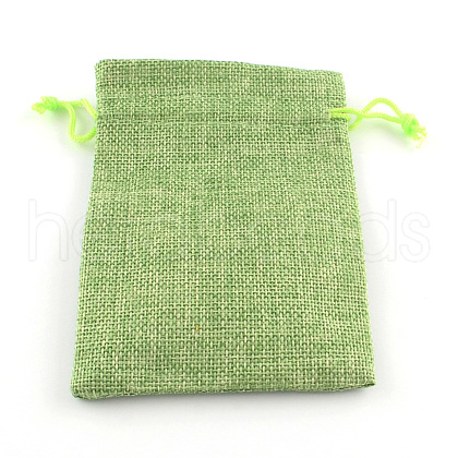 Polyester Imitation Burlap Packing Pouches Drawstring Bags X-ABAG-R005-9x7-02-1