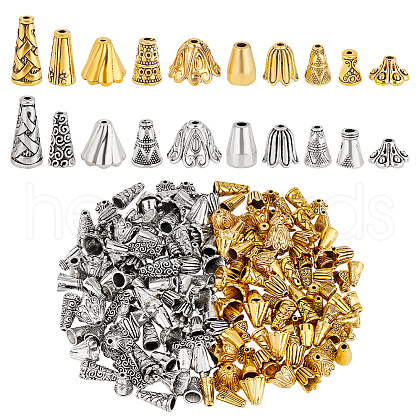   200Pcs 20 Styles Tibetan Style Bead Caps TIBE-PH0002-25-1