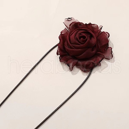 3D Flower Polyester Wrap Choker Necklaces for Women FS-WG577A7-01-1