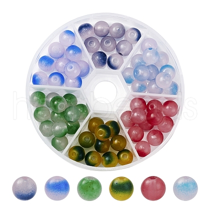6 Style Spray Painted Glass Beads Strands GGLA-YW0001-08-1