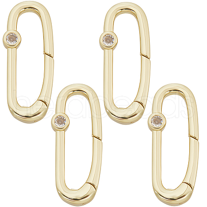 SUNNYCLUE 4Pcs Rack Plated Brass Micro Pave Clear Cubic Zirconia Clasps KK-SC0005-70-1
