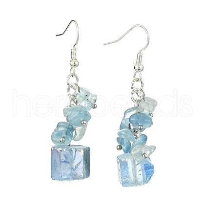 Natural Rose Quartz Chip & Natural Quartz Dangle Earrings for Women EJEW-TA00560-02-1