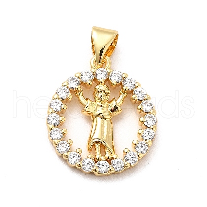 Rack Plating Brass Micro Pave Cubic Zirconia Pendants KK-K270-31G-1