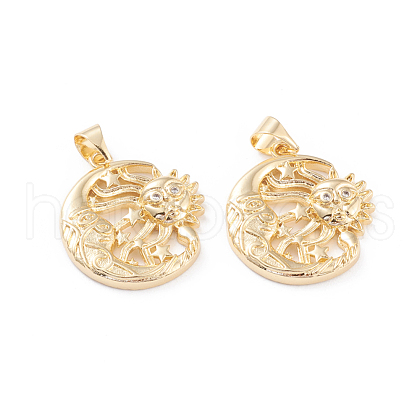 Brass Micro Pave Clear Cubic Zirconia Pendants ZIRC-L093-64G-1