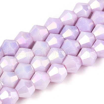 Electroplate Bicone Glass Beads Strands EGLA-T021-6mm-16-01-1