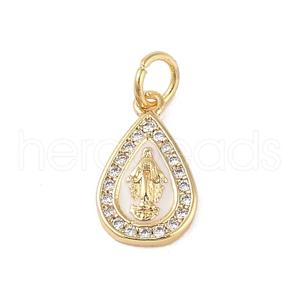 Brass Micro Pave Clear Cubic Zirconia Pendants KK-E111-31G-G-1