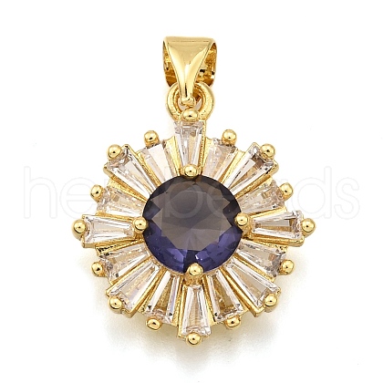 Brass Micro Pave Cubic Zirconia Pendants KK-K401-34G-02-1