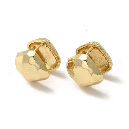 Brass Rhombus Hoop Earrings for Women EJEW-E275-06G-1