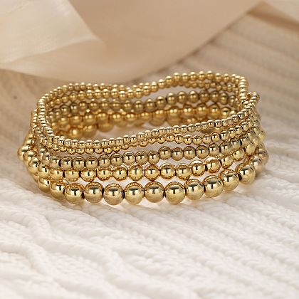5Pcs CCB Round Beaded Stretch Bracelets WGF8C34-14-1