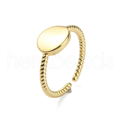 Brass Flat Round Open Cuff Ring RJEW-WH0004-25G-1