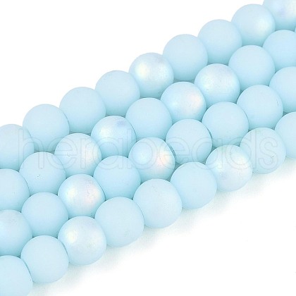 Frosted Opaque Glass Beads Strands GLAA-T032-P6mm-MBB10-1