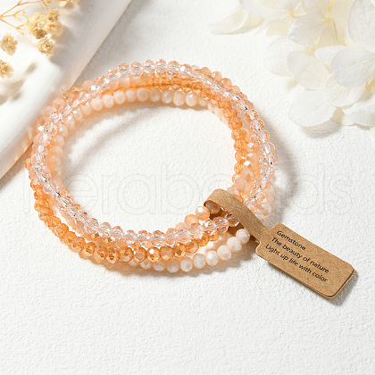 4Pcs Faceted Electroplated Glass Round Beaded Stretch Bracelet Set for Women WGB8DC2-03-1