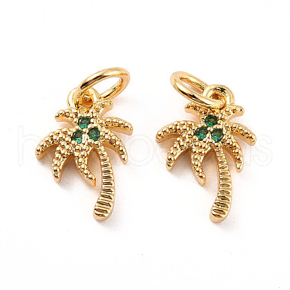 Rack Plating Brass Micro Pave Cubic Zirconia Charms ZIRC-C035-07G-1