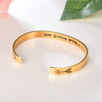 Inspirational Stainless Steel Cuff Bangles for Men Women FS-WG0E735-02-1